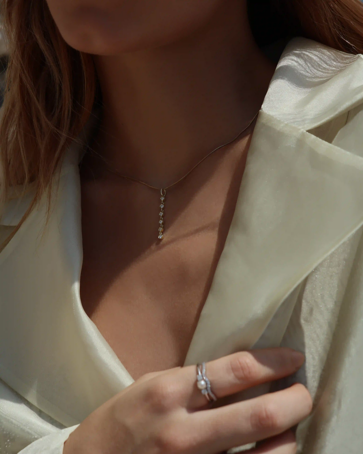 Linger Diamond Lariat Bezel Pendant